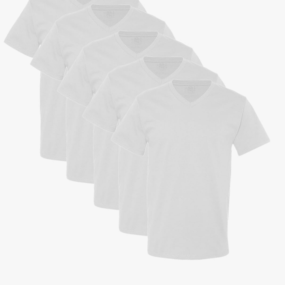 XXL Fruit of the Loom White 2XL Men's V-Neck T-Shirts ( 4 pieces) - Picture 6 of 6